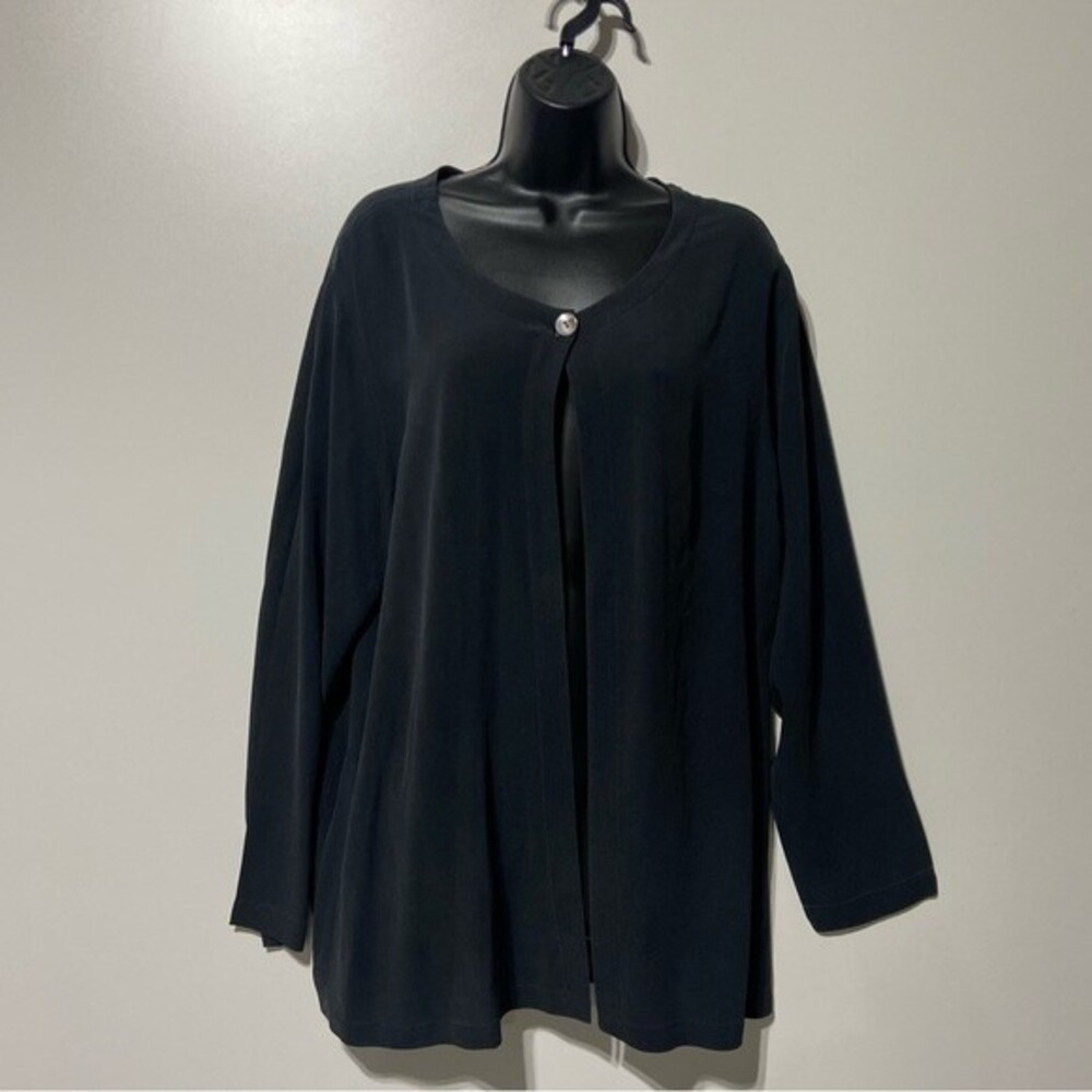 Eileen Fisher Silk Charmeuse Open Front Cardigan Jacket Size Medium